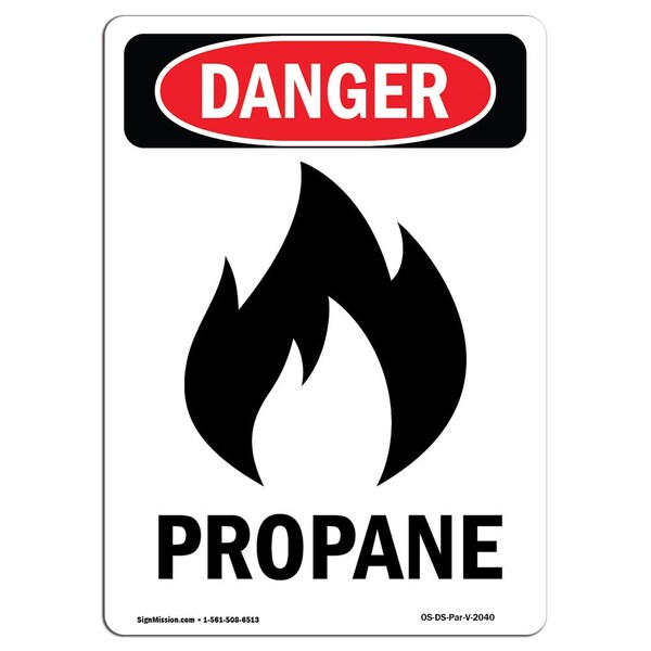 Safety Sign, OSHA Danger, 5" Height, Portrait, D-35-V-2040-10PK